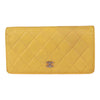 Authentic Chanel Yellow Quilted Leather CC Classic Bifold Long Wallet