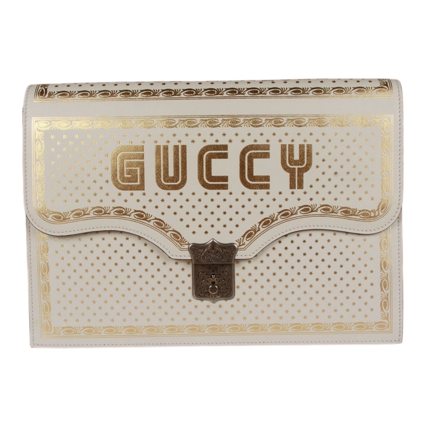 Authentic Gucci Key Lock Flap Portfolio Limited Edition Printed Leather