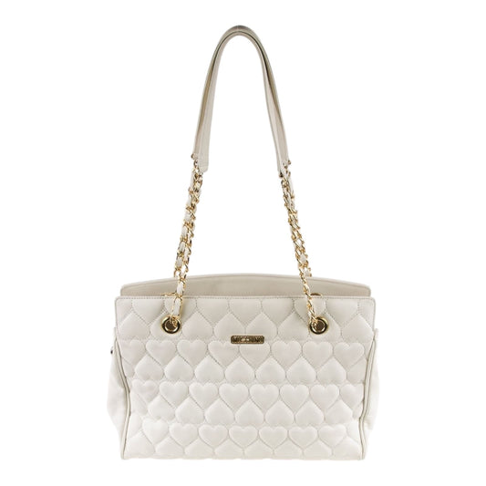 Vintage Moschino heart shape quilted calfskin Gold chain purse