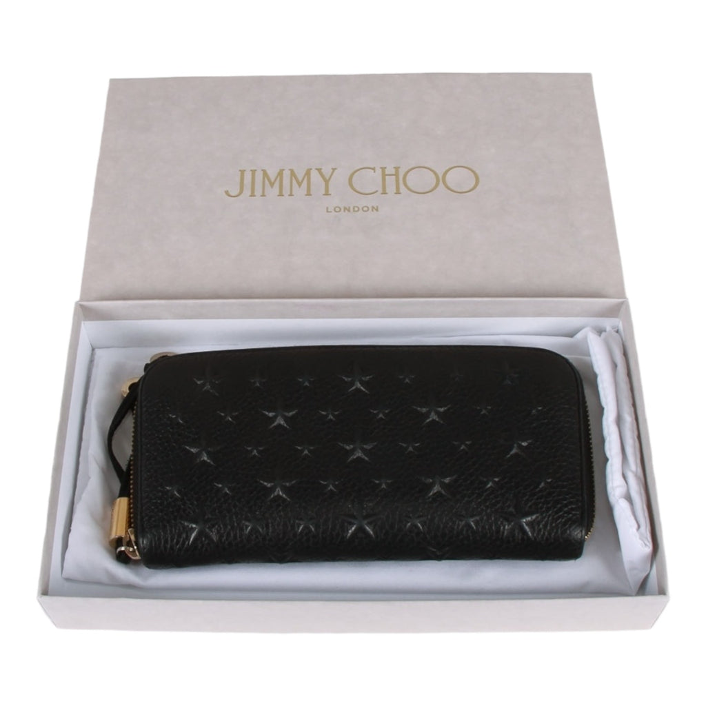 Authentic Jimmy Choo star embossed leather zip around wallet