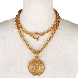 Authentic Chanel chain CC pendant Gold tone necklace