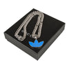 Adidas x Gucci gourmette necklace with Trefoil pendant in palladium tone metal