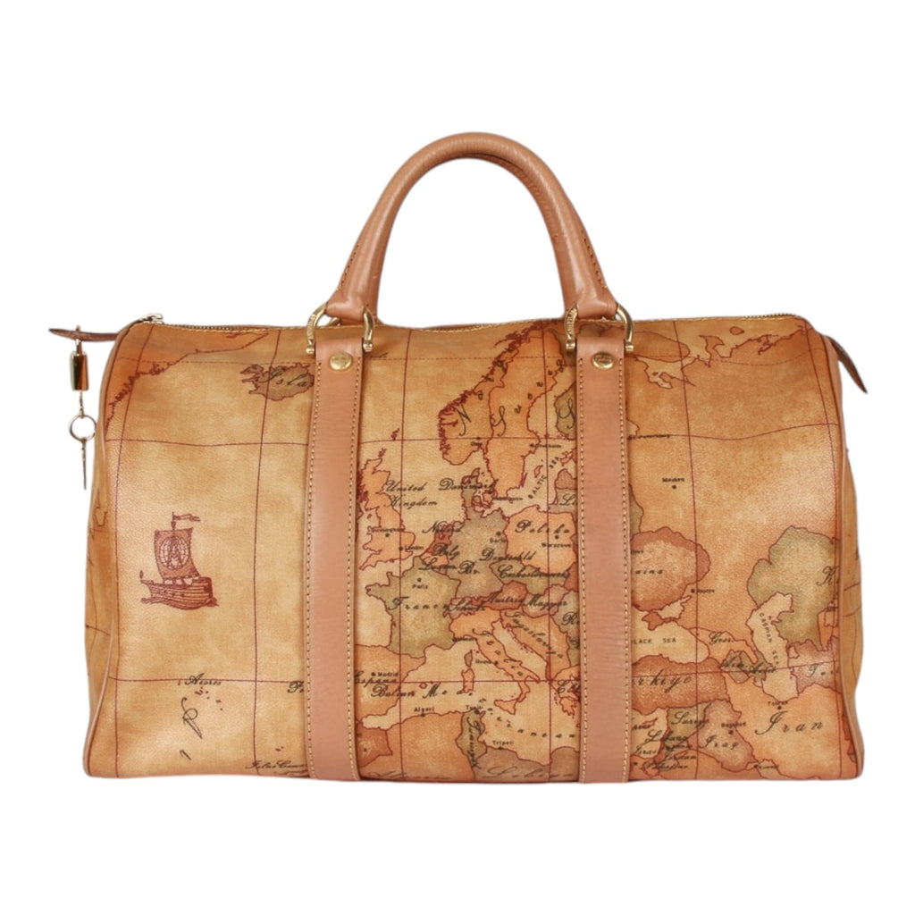 Authentic Alviero Martini Classe world map brown Boston bag