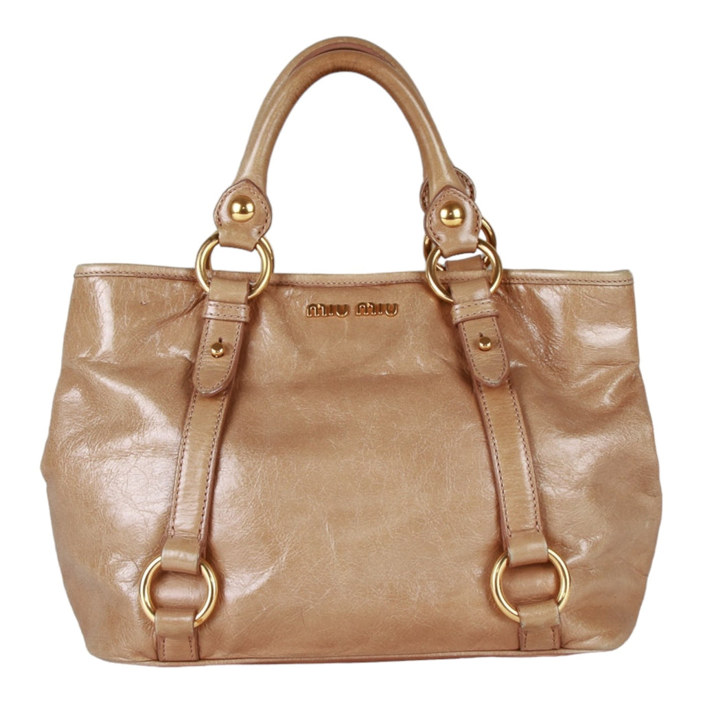 Authentic Miu Miu tan leather 2 way tote bag