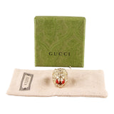 Authentic Gucci Lion Head Motif Crystal Ring In Gold Red