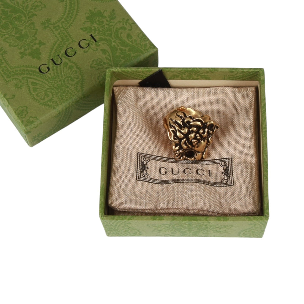 Authentic Gucci Lion Head Motif in Gold tone