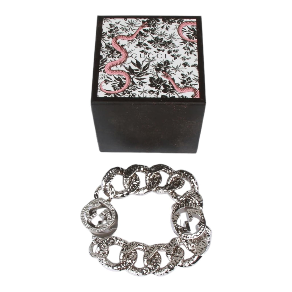 Authentic GUCCI Interlocking G Choker In Silver-toned Metal