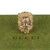 Authentic Gucci Lion Head Motif Crystal Ring In Gold