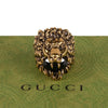 Authentic Gucci Lion Head Motif Crystal Ring In Gold & Black