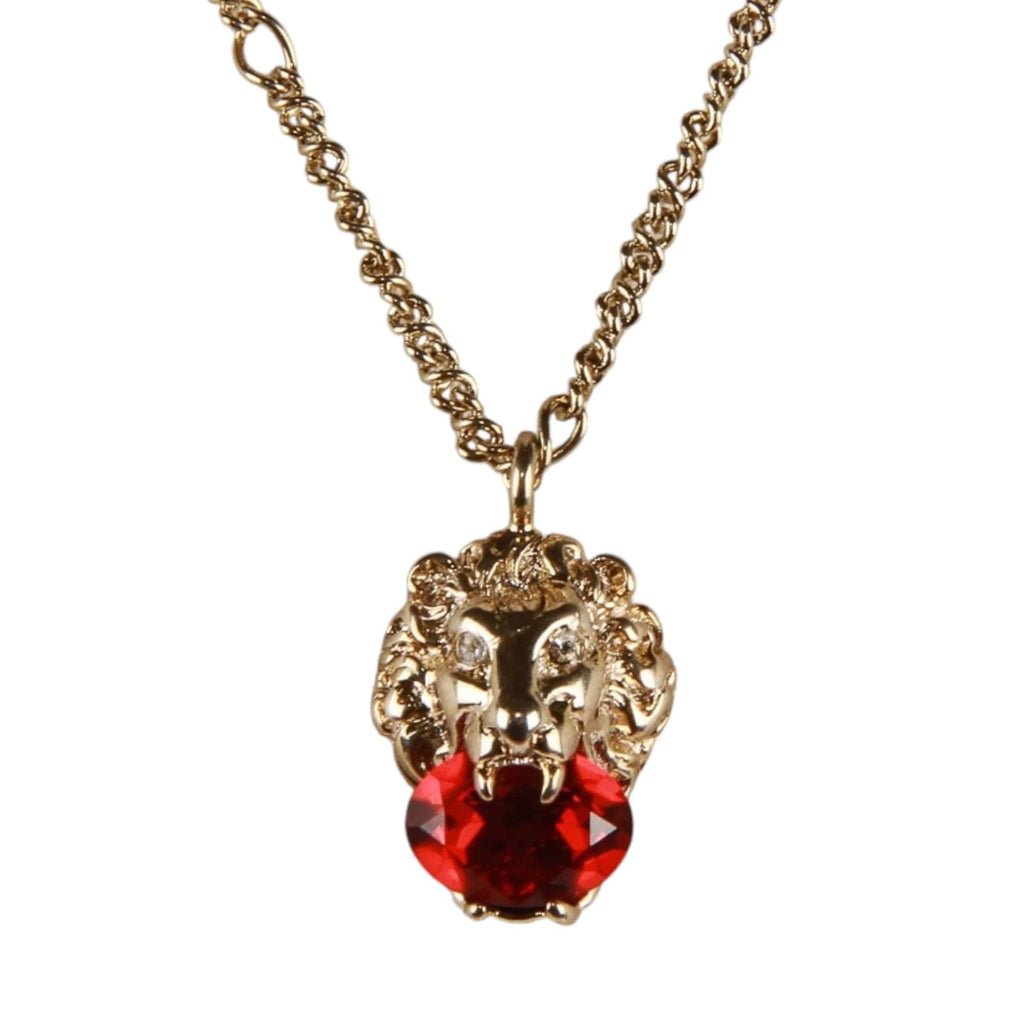 Authentic Gucci Lion Head Motif Red Gemstone necklace