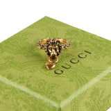 Authentic Gucci Bronze Lion Motiff & Heart pendant ring