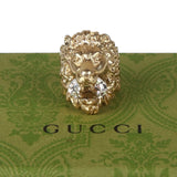 Authentic Gucci Lion Head Motif Crystal Ring In Gold