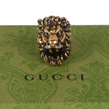 Authentic Gucci Lion Head Motif Crystal Ring In Gold & Black