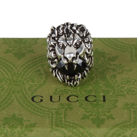 Authentic Gucci Lion Head Motif Ring In Silver