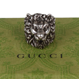 Authentic Gucci Lion Head Motif Ring In Silver