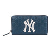 Authentic Gucci  X MLB Guccissima NY Yankees Embroidered Zip Around Wallet