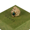 Authentic Gucci Lion Head Motif Crystal Ring In Gold & Green