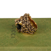 Authentic Gucci Lion Head Motif Crystal Ring In Gold & Black