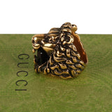 Authentic Gucci Lion Head Motif Crystal Ring In Gold & Black