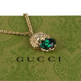 Authentic Gucci Lion Head Motif Green Gemstone necklace