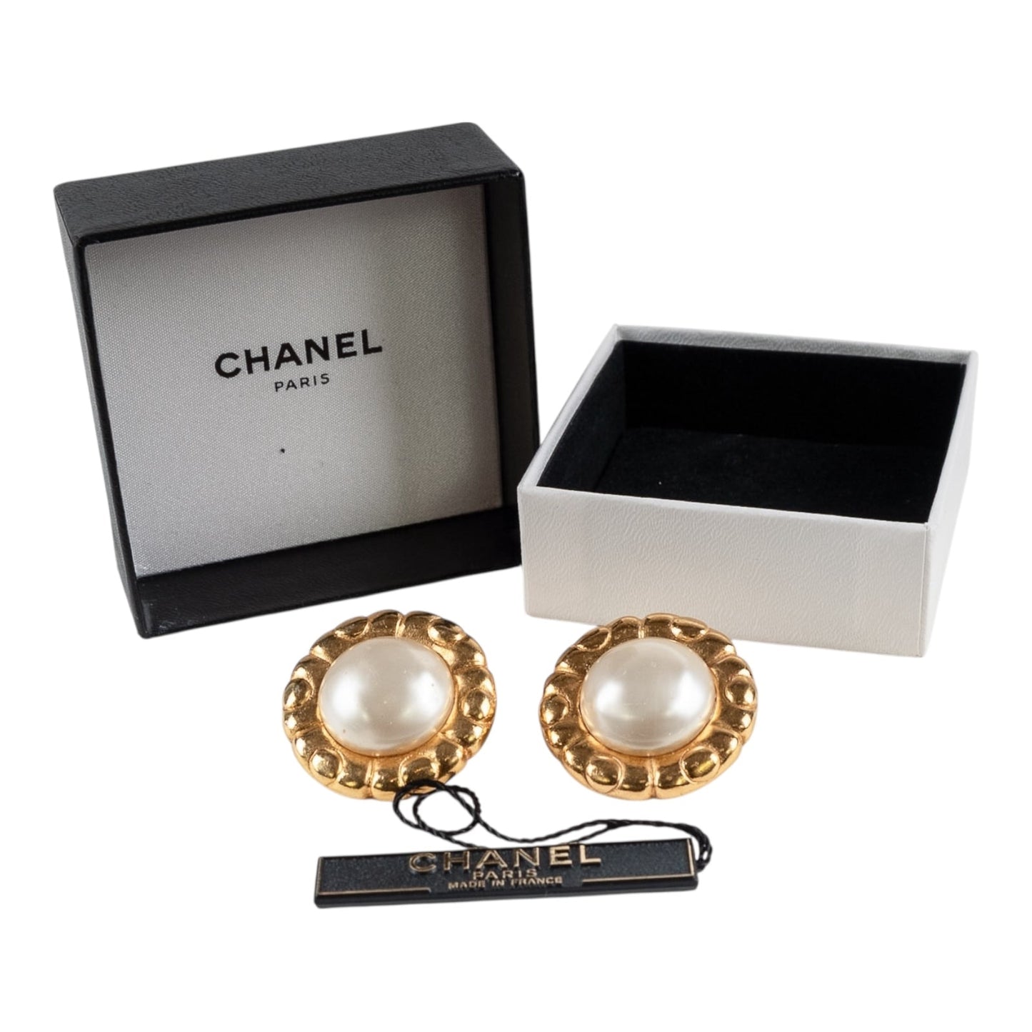 Chanel Gold-Tone & Faux Pearl Clip-On Earrings Vintage