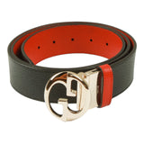 Authentic Gucci Black/Red Leather belt with interlocking GG buckle