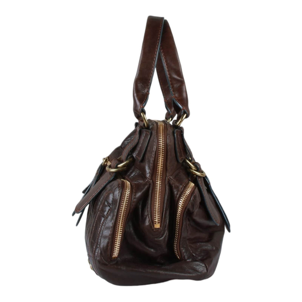 Authentic Chloe Classic Bay Bag Brown Leather