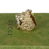 Authentic Gucci Lion Head Motif Crystal Ring In Gold