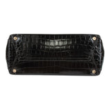 Authentic Salvatore Ferragamo black croc embossed hand bag