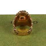 Authentic Gucci Lion Head Motif Crystal Ring In Gold & Black