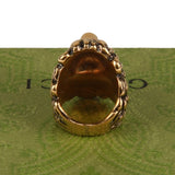 Authentic Gucci Lion Head Motif Crystal Ring In Gold & Black