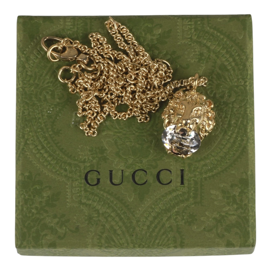 Authentic Gucci Lion Head Motif Gemstone necklace