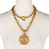 Authentic Chanel chain CC pendant Gold tone necklace