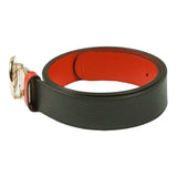 Authentic Gucci Black/Red Leather belt with interlocking GG buckle