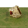 Authentic Gucci Lion Head Motif Crystal Ring In Gold & Red