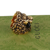 Authentic Gucci Lion Head Motif Crystal Ring In Gold & Black