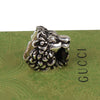 Authentic Gucci Lion Head Motif Crystal Ring In Silver & Black