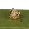 Authentic Gucci Lion Head Motif Crystal Ring In Gold