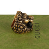 Authentic Gucci Lion Head Motif Crystal Ring In Gold & Black