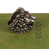 Authentic Gucci Lion Head Motif Ring In Silver