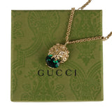 Authentic Gucci Lion Head Motif Green Gemstone necklace