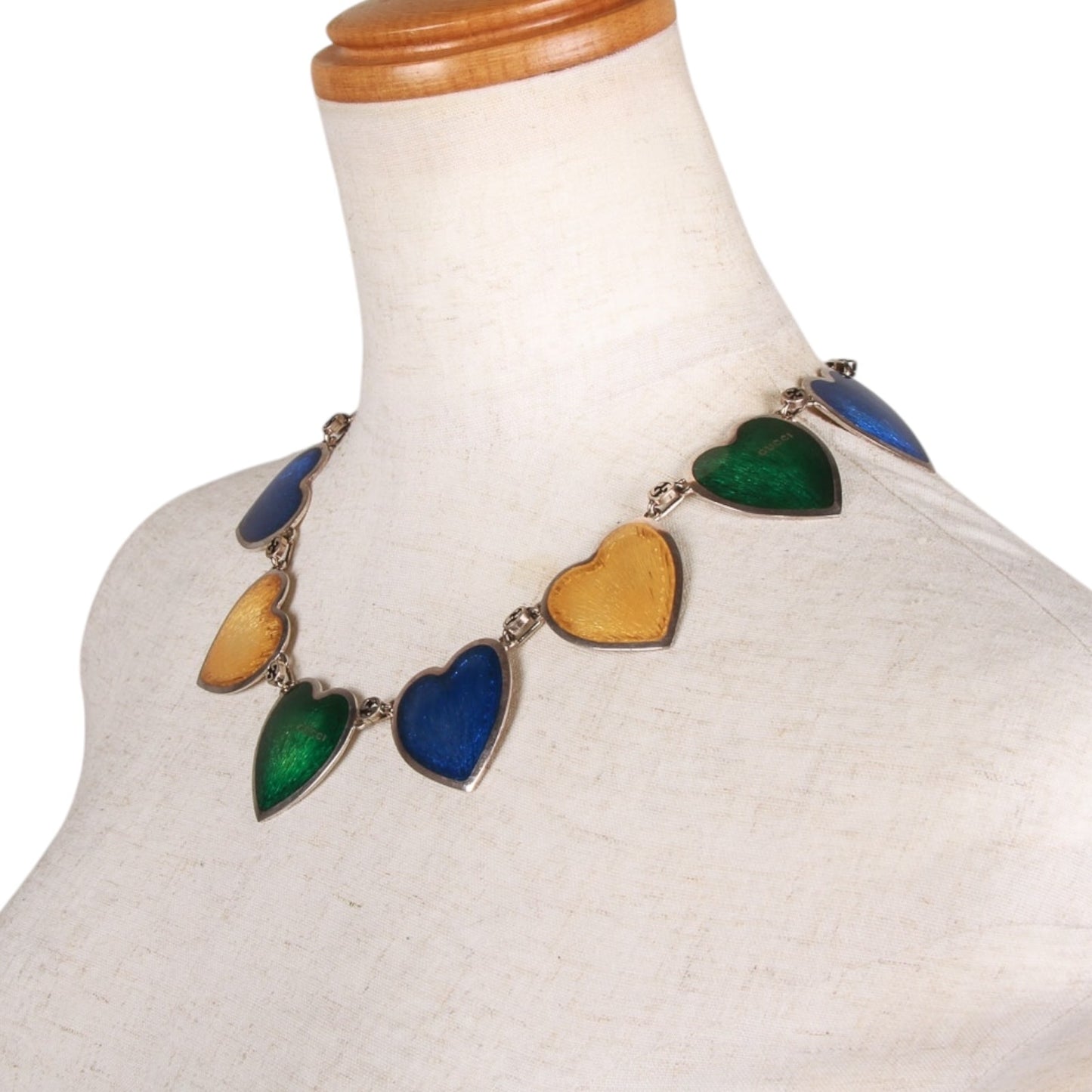 Gucci Multicolored Enamel Heart Pendant Necklace