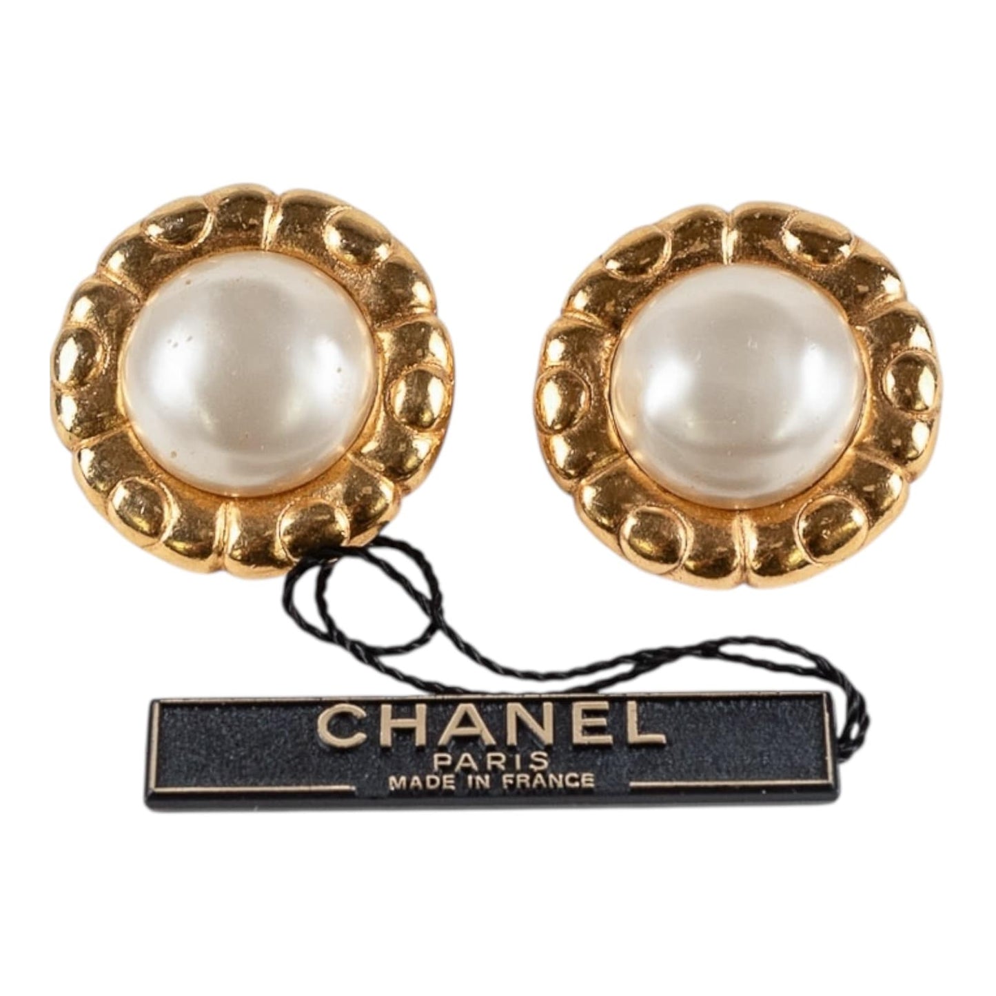 Chanel Gold-Tone & Faux Pearl Clip-On Earrings Vintage