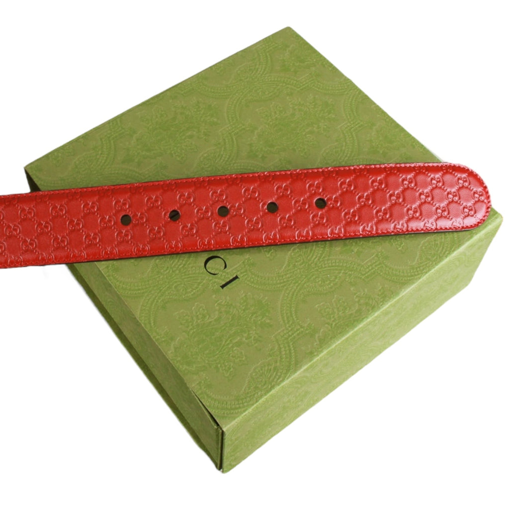 Authentic Gucci Micro Guccissima Belt red leather