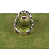 Authentic Gucci Lion Head Motif Crystal Ring In Silver & Black