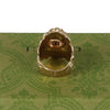 Authentic Gucci Lion Head Motif Crystal Ring In Gold