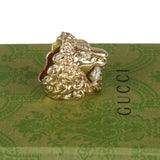 Authentic Gucci Lion Head Motif Crystal Ring In Gold