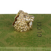 Authentic Gucci Lion Head Motif Crystal Ring In Gold