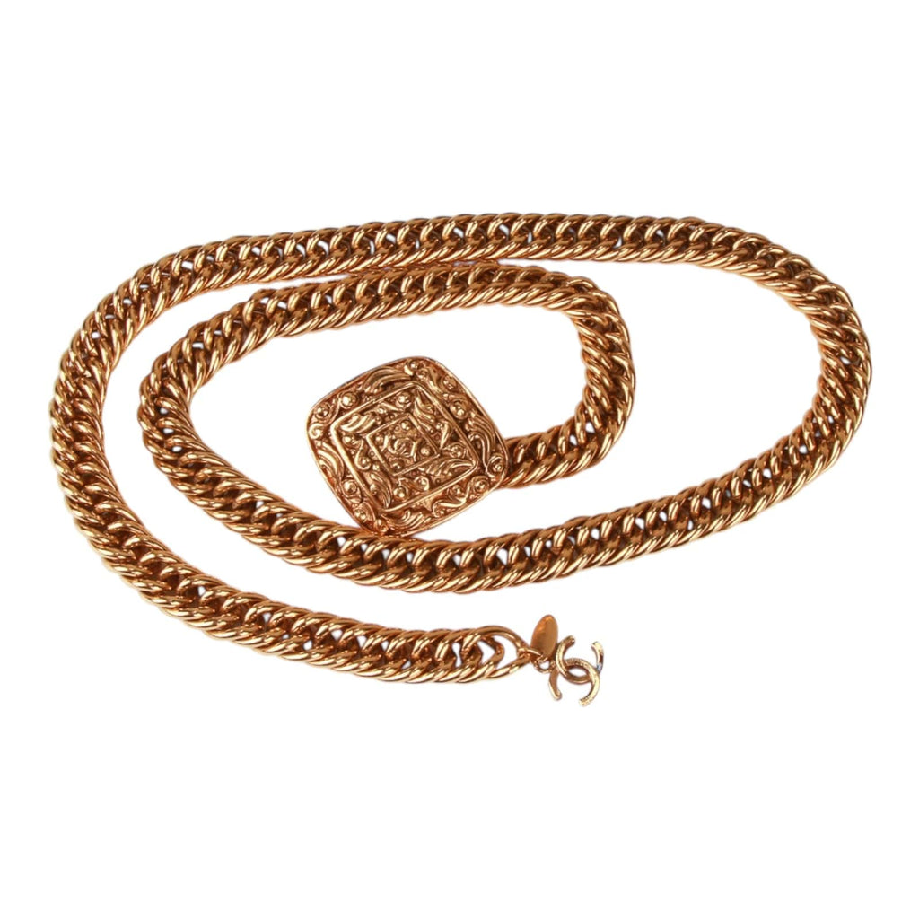 Authentic Chanel chain CC pendant Gold tone belt