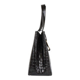 Authentic Salvatore Ferragamo black croc embossed hand bag